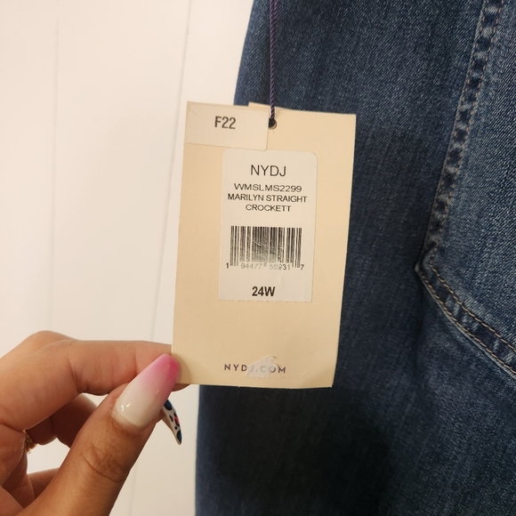 NYDJ Marilyn Straight Crockett Jeans Blue Medium Wash New NWT Size 24W Stretch - Picture 6 of 10